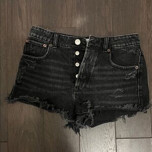 Black ZARA Distressed Denim Shorts, like new worn once size US4